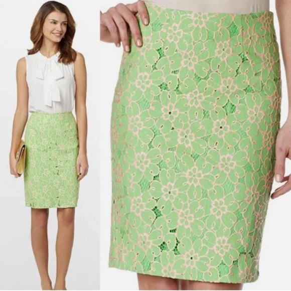 Lilly Pulitzer Hyacinth Two-Tone Lace Pencil Skirt - Picture 1 of 7